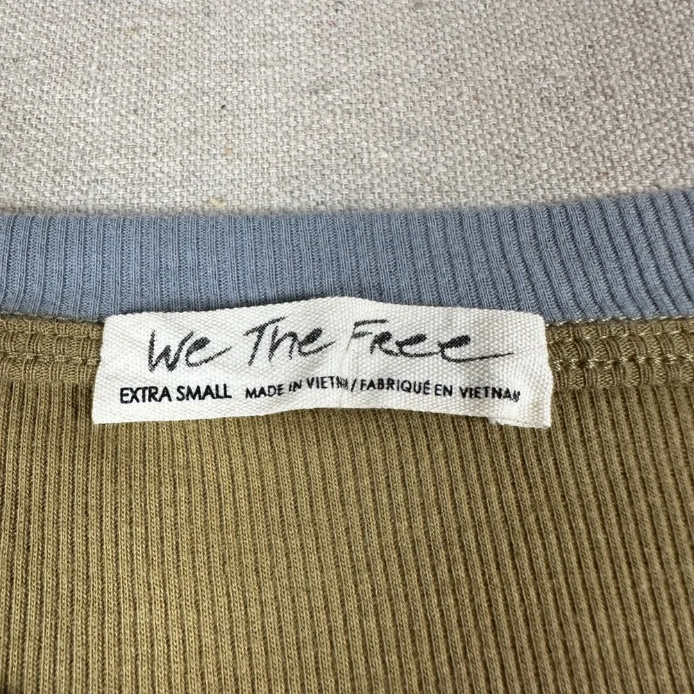 Free People We The Free XS Olive Green Patchwork Eyelet Thermal Top Feelin‎ It